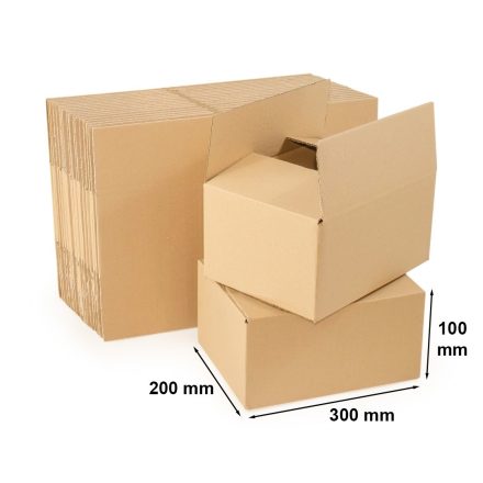 Faltkartons 300 × 200 × 100 mm, B-Welle – 100 Stück