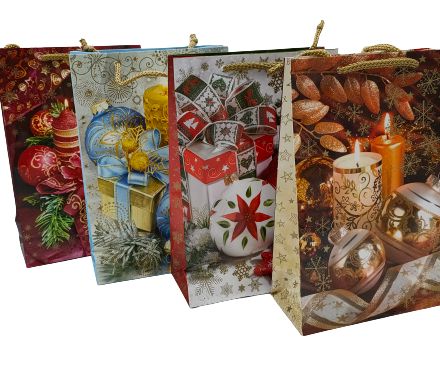 Vánoční papír dárková taška Santa Claus MIX 160x70x240 10 ks