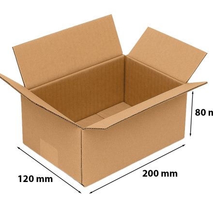 Papírová krabička s klapkou 200x120x80 mm hnědá 400 g/m2