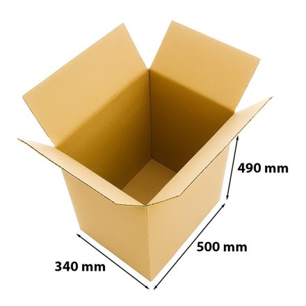 Krabička na karton s klapkami z počítače 500x340x490 mm Hnědá vlna B