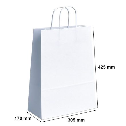 Bílé papírové pytle se spodním držákem 305x170x425 mm 100 g/m2
