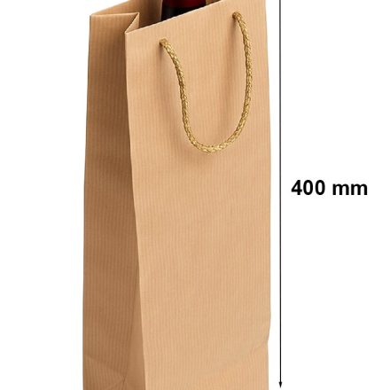 Papírový sáček na víno 120x80x400 hnědý Kraft s držákem na řetězy