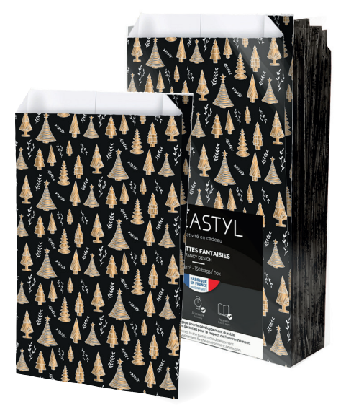 Papírový sáček pro černý dárek LAS 240x410+75 mm