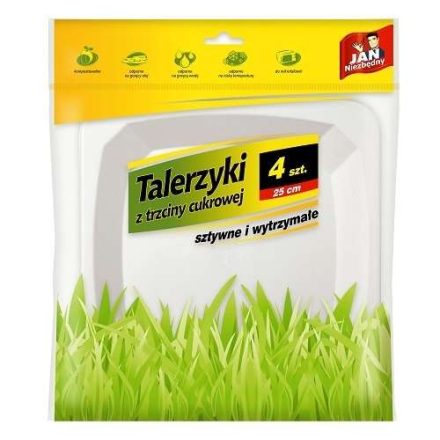 desky na jedno použití z třtinové buničiny 25 cm přírodní 4 ks