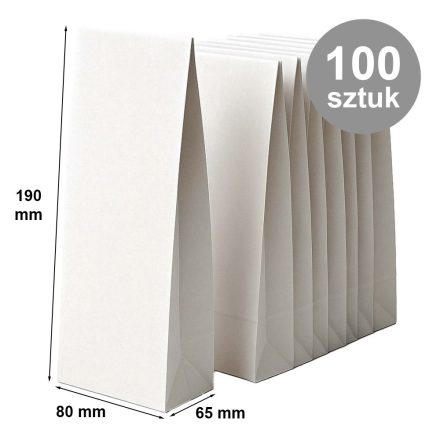 Organické papírové pytle 80x65x190 mm bílé bez rukojeti 100 ks