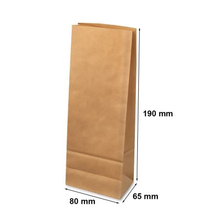 Papírové sáčky organické hnědé bloky 80x65x190 mm bez kliky
