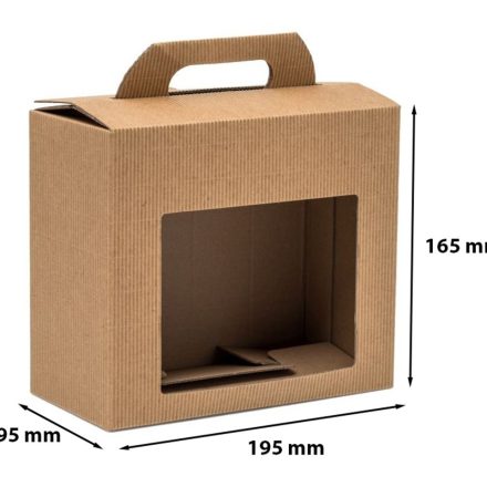 Kartónová krabička na 2 sklenice s medovým oknem 0,9 195x95x165mm