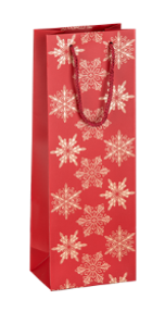 Vánoční papírový sáček na víno 125x85x360 mm červená jako dárek