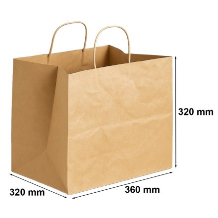 Papírový sáček hnědé rýhy Pizza Bag 360x330x320 s rukojetí