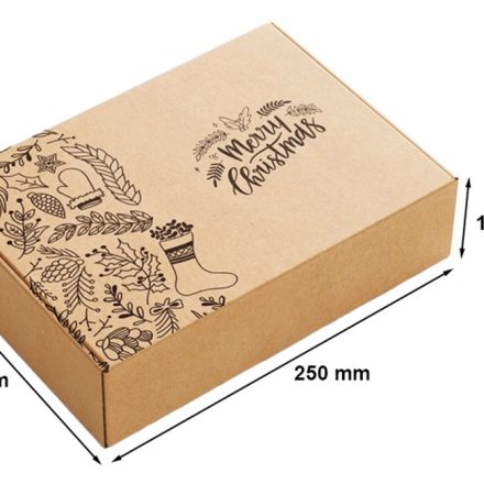 Kartónová vánoční krabička 250x200x100mm Veselé Vánoce Bronz F427