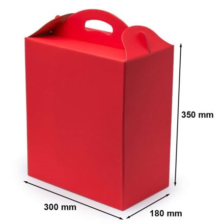 Krabice s rukojetí červená F217 dekorativní pro dárek 300x180x350 mm