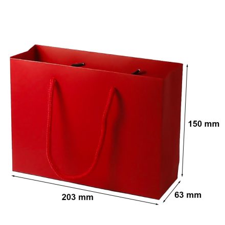 Červená dárková papírová taška s provázkem 203x63x150 mm A6
