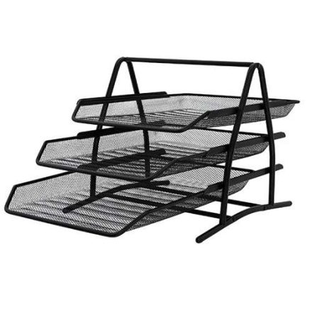 Kancelářské zásuvky pro dokumenty Q-Connect metal black rošt 3 ks