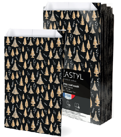 Papírový sáček přeložit černý LAS 120x200+45mm 60 g/m2