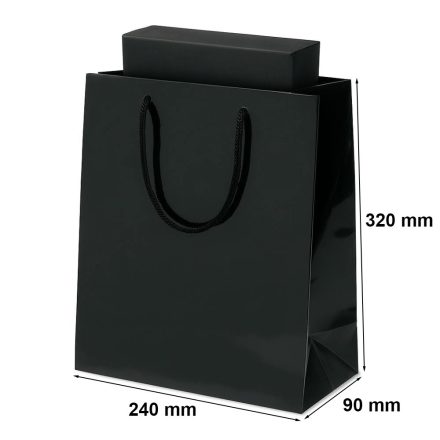 Prestižní černá laminovaná papírová dárková taška 240x90x320 mm