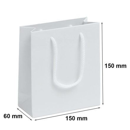 Papírový dárkový sáček bílý laminovaný rukojetí 150x60x150 mm