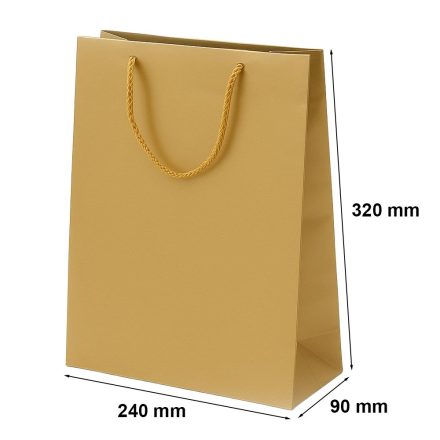 Zlatý laminovaný papírový sáček 240x90x320 mm dárek s rukojetí