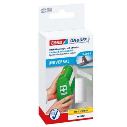Samolepicí uzávěr v pásce TESA Při & vypnutí 1 m x 20 mm, bílé