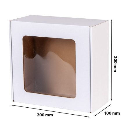 Kartónová krabička zdobená bílým oknem 200x200x100mm EKO