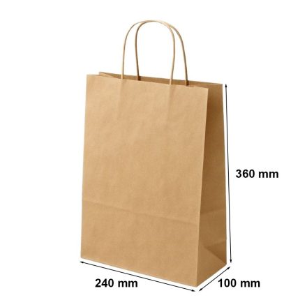 Papírové sáčky, organické krafty 240x100x360 mm hnědá s rukojetí