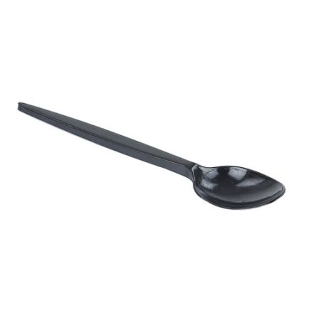 Černé plastové jednorázové lžičky 125 mm 100 ks pro stravování