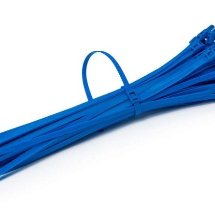 Kabelové svorky 400 x 8 mm plochá modrá přezka 100 ks