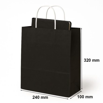 Dárkový papírový sáček. ECOBAG s rukojetí 240x100x320 mm černá