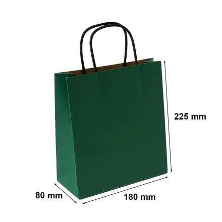 Malé zelené dárkové papírové tašky 180x80x225 s rukojetí