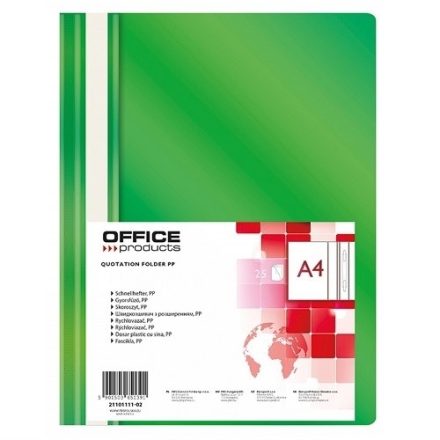 Sešit prod Office plug-in. A4 PP zelený 25 Kancelářský kus