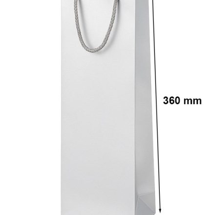 Dárkový sáček laminovaný na víno s rukojetí 125x85x360 mm stříbro