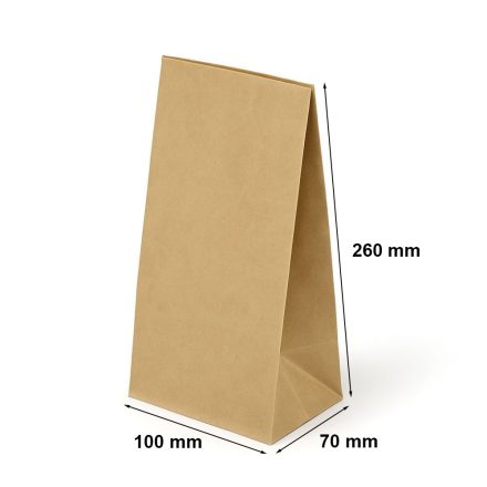 Organický papírový sáček 100x70x260 mm hnědé bez rukojeti
