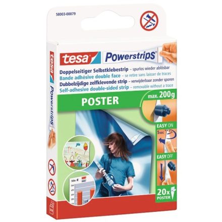 Samolepicí záplaty pro plakáty Tesa PowerStrips 20 ks na 0,2 kg