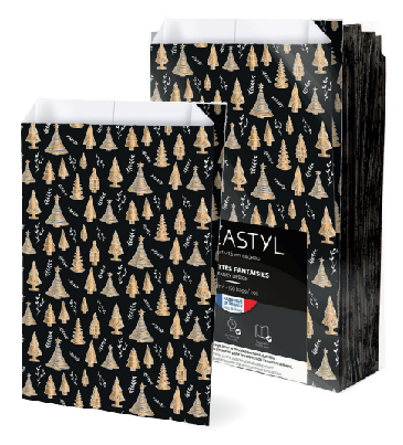 Papírový sáček přeložit černý LAS 180x350+60 mm na dárky
