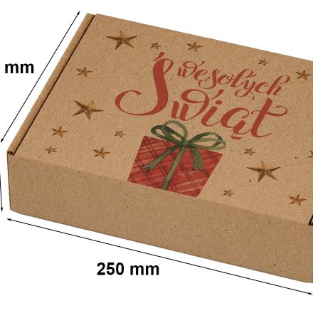 Kartónová vánoční krabička s potiskem 250x200x100 mm Červený dárek