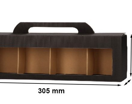 Černé kartony kolébané na 4 sklenice 305x72x123 mm, 10 ks