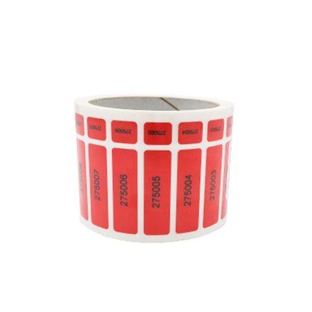 Červená samolepicí zástrčka s kupónem 50x15+12 mm 1000 ks na válci