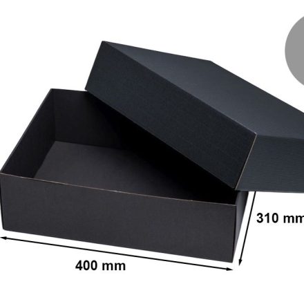 Kartónové krabice černé s víčkem 400x310x120 mm, 10 ks