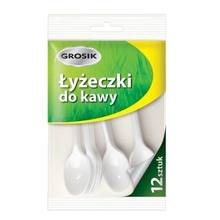 Jednorázové bílé plastové lžičky na kávu Penny 12 ks