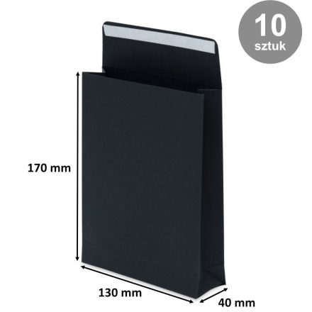 Kartónová obálka s prodlouženým dnem 130x170x40 mm černá 220g 10 ks