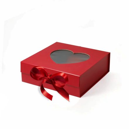 Červená magnetická skříňka s Ribbon a Heart Window 235x235x80mm
