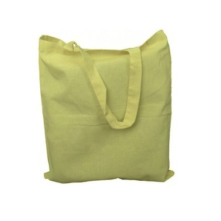 Žlutá bavlněná taška na nákupy 380x420 mm rukojeť 70 cm 140 g/m2