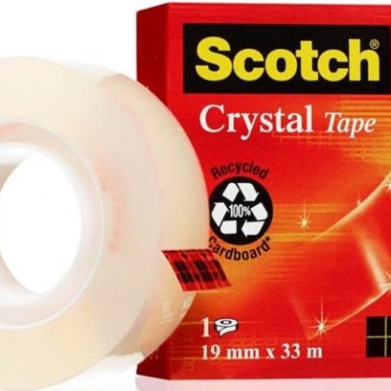Kancelářská lepicí páska SCOTCH CRYSTAL jasné v kolonce 19mm/33m