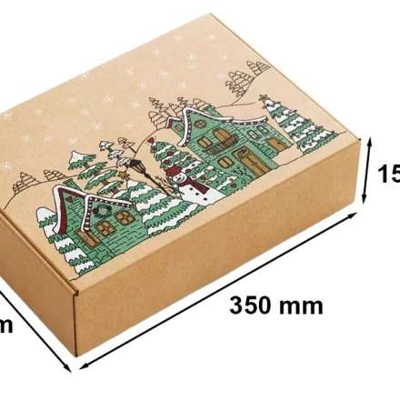 Schránka na vánoční pohlednice 350x250x150mm Sněžný muž chaty F427