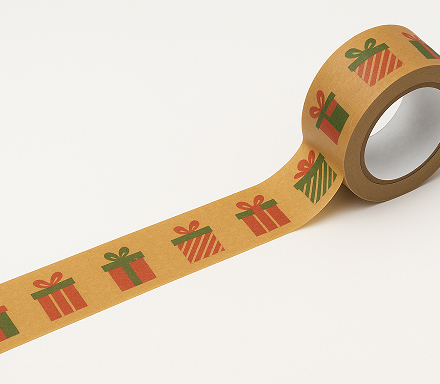 Papírová vánoční páska v dárcích 48mm/54m Kraft pro balíky