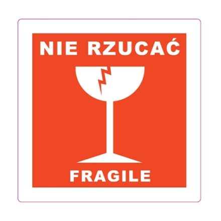 Varovací nálepky na obalech NIE DECLARE FRAGILE 100x100mm 100ks