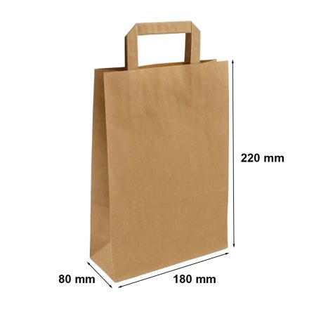 Papírový sáček Kraft 180x80x220 mm hnědá s plochou rukojetí