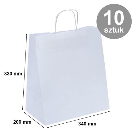 Papírový sáček na stravování 340x200x330 mm bílá hladká 10 ks