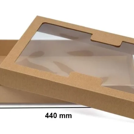 Módní potažená krabička s oknem 440x290x50mm uzávěr