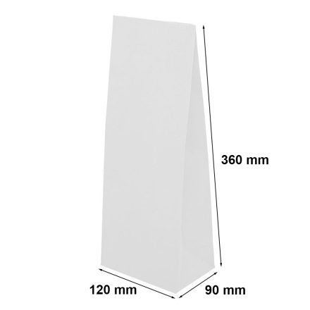 Bílý papírový sáček 120x90x360 mm s osvědčením o potravinách