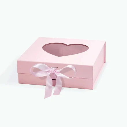 Růžová magnetická skříňka s Ribbon a Heart Window 235x235x80mm